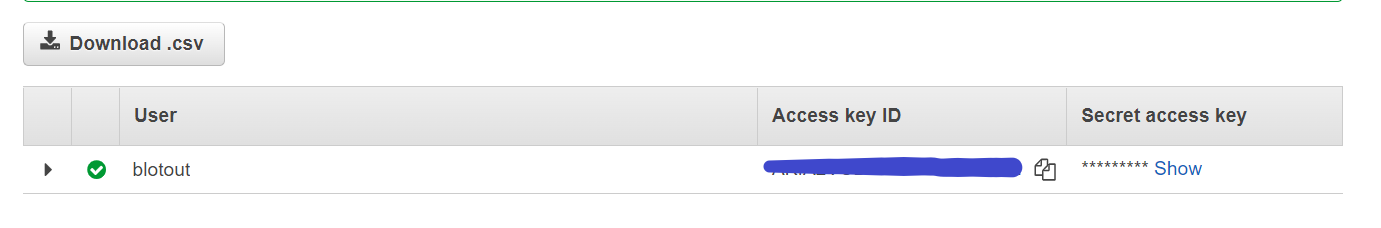 Access key and secret key