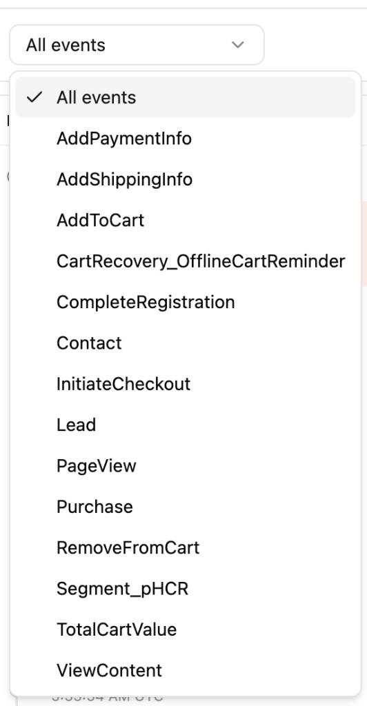 Event type filter