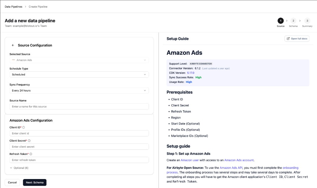 Amazon Ads source configuration