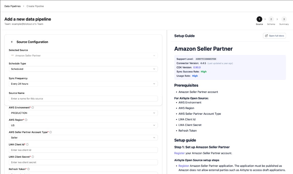 Amazon Seller Partner source configuration