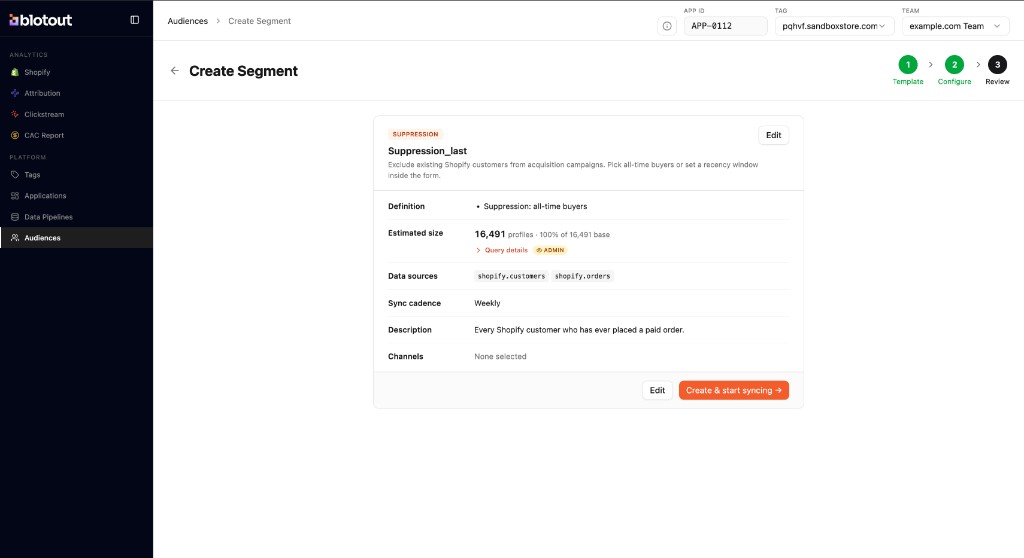 Review and create segment