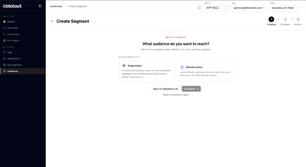 Choose a segment template