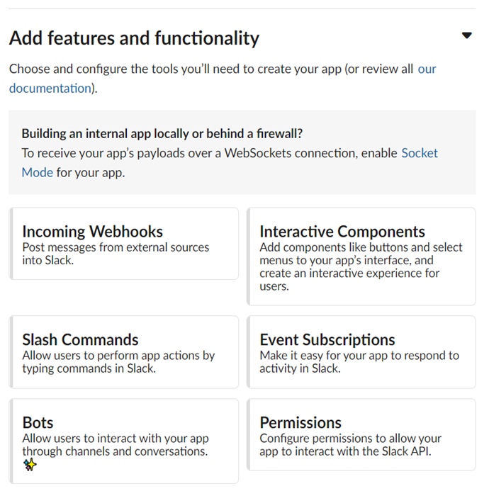 Slack app permissions page