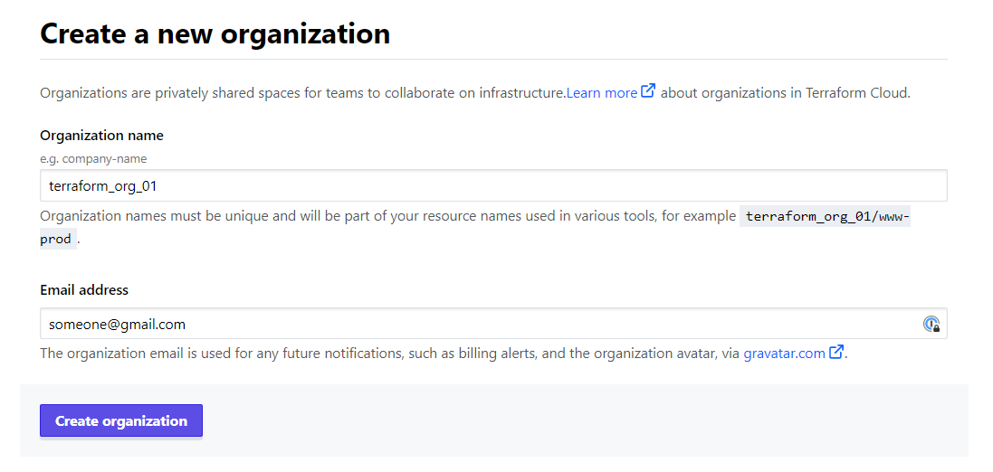 Create New Organization
