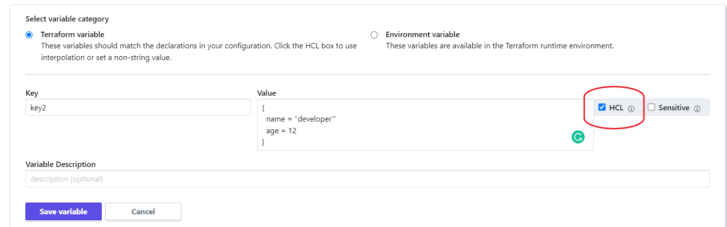 Creating HCL Variables