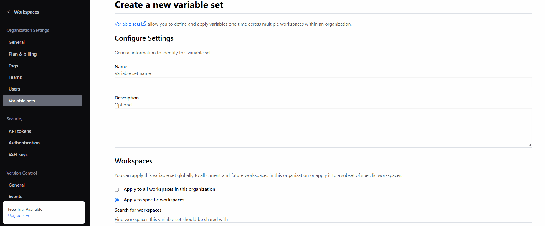 Variable in variable set