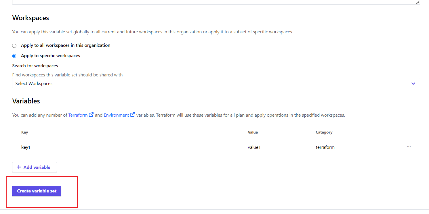 Creating Variable Set