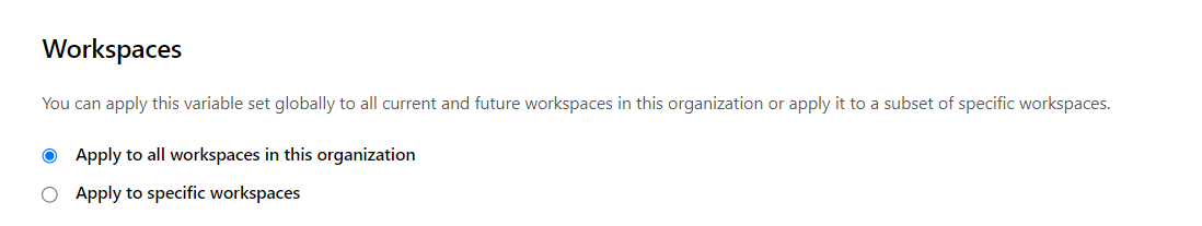 Attach variable set to all workspaces