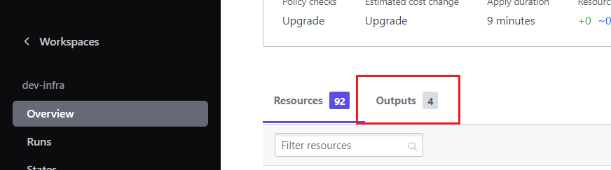 Workspace overview output